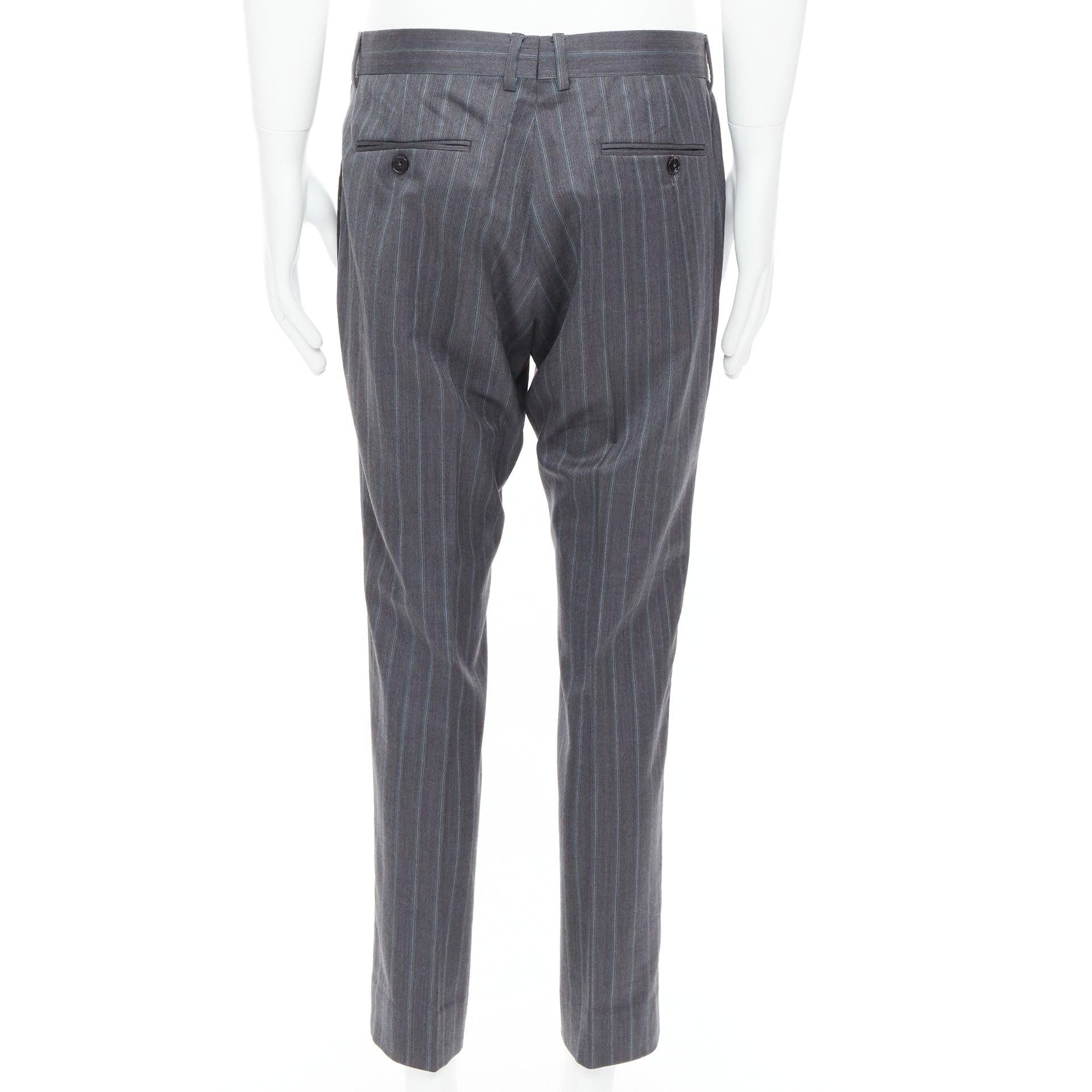 Men's GUCCI Vintage grey wool cashmere pinstripe trouser pants IT52 XL For Sale