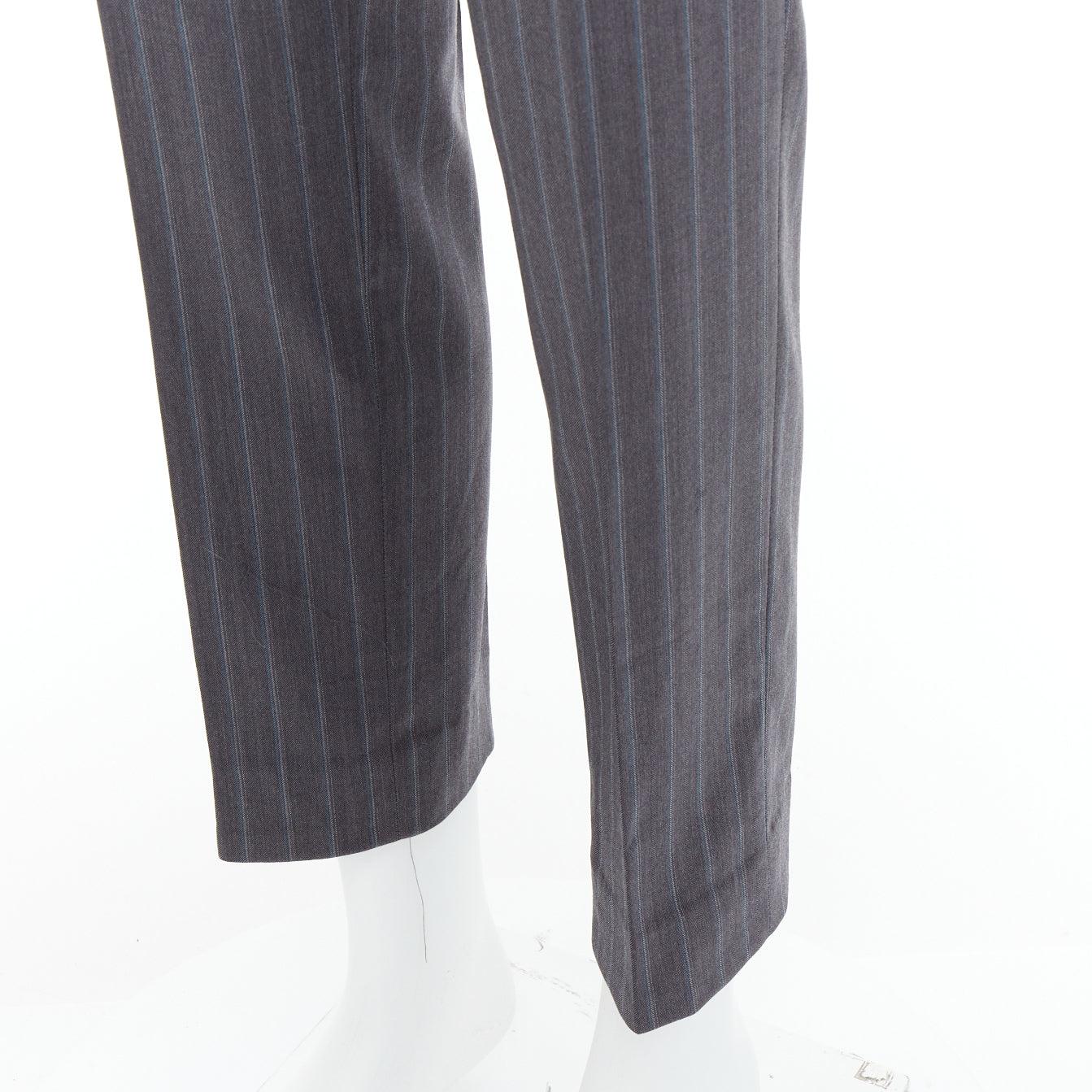 GUCCI Vintage grey wool cashmere pinstripe trouser pants IT52 XL For Sale 2