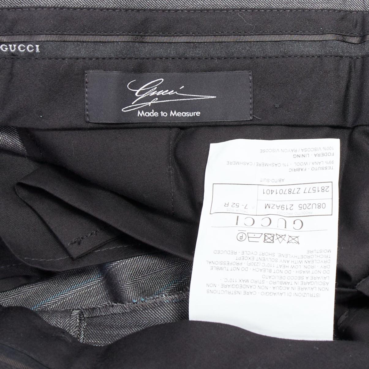 GUCCI Vintage grey wool cashmere pinstripe trouser pants IT52 XL For Sale 3