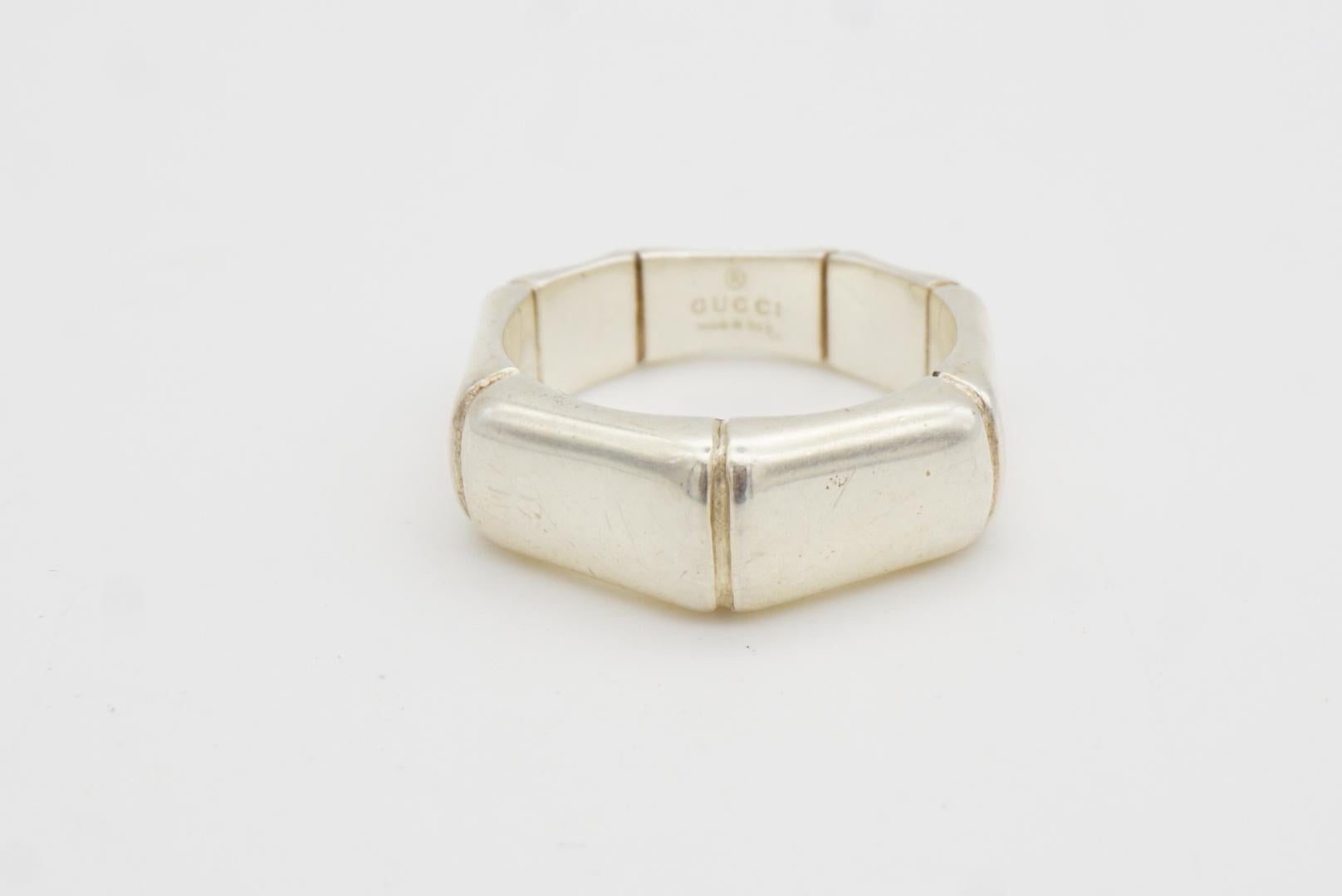 Gucci Vintage Iconic Bamboo Geometric Glow Band Chunky Ring Sterling, Silber 8 im Angebot 6