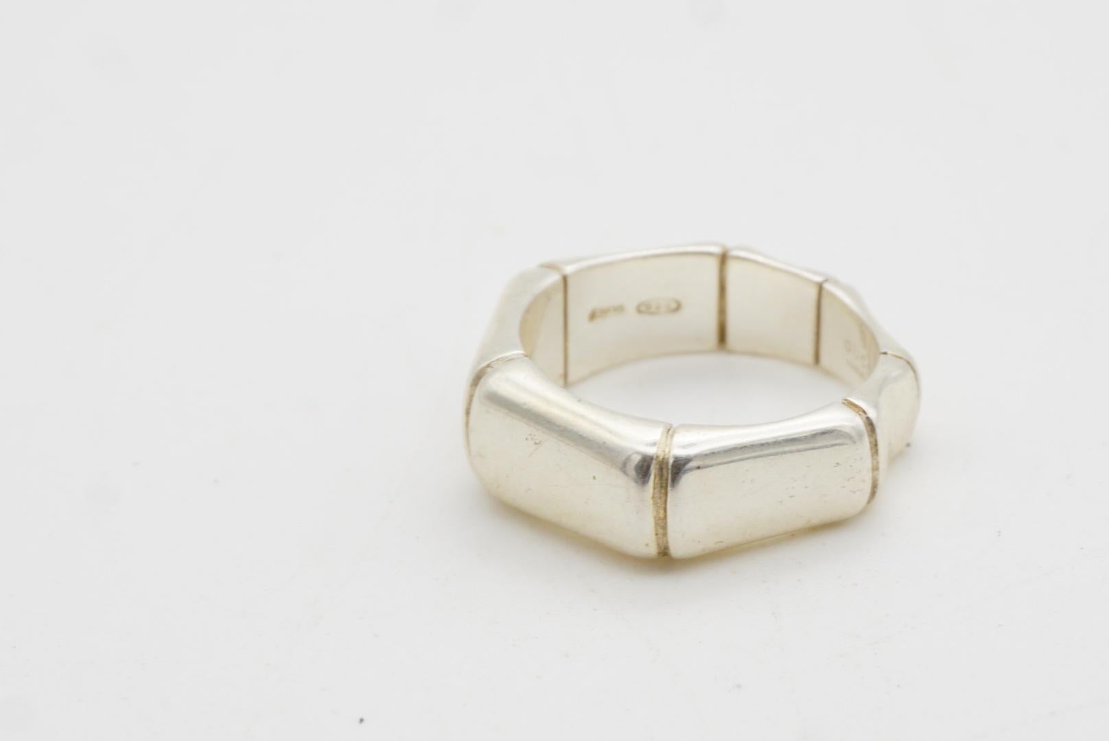 Gucci Vintage Iconic Bamboo Geometric Glow Band Chunky Ring Sterling, Silber 8 im Angebot 7