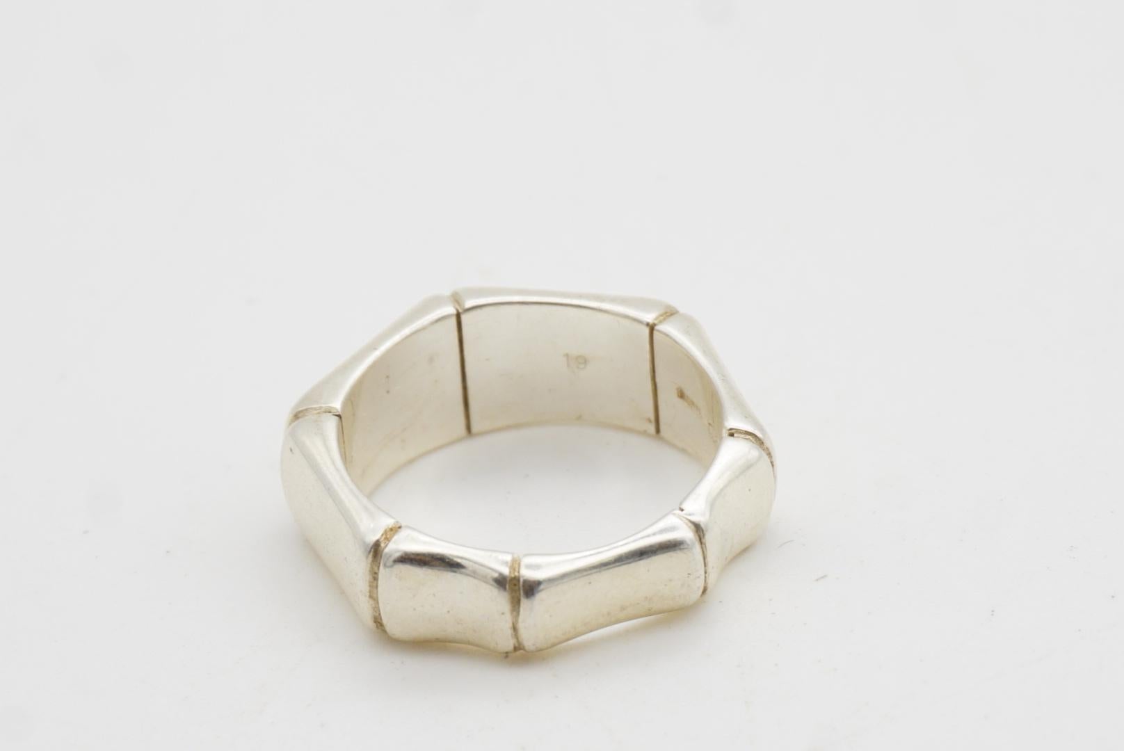Gucci Vintage Iconic Bamboo Geometric Glow Band Chunky Ring Sterling, Silber 8 im Angebot 8