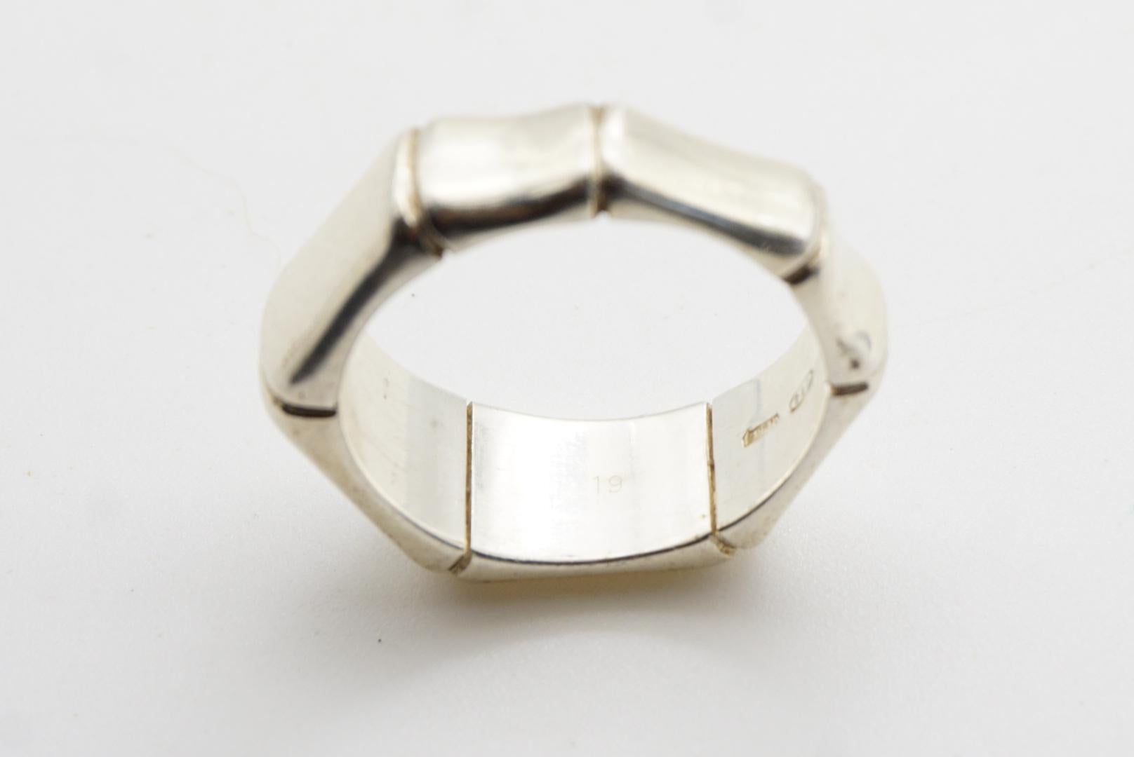 Gucci Vintage Iconic Bamboo Geometric Glow Band Chunky Ring Sterling, Silber 8 im Angebot 10
