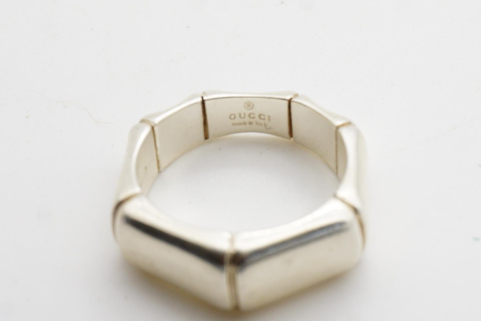 Gucci Vintage Iconic Bamboo Geometric Glow Band Chunky Ring Sterling, Silber 8 im Angebot 11