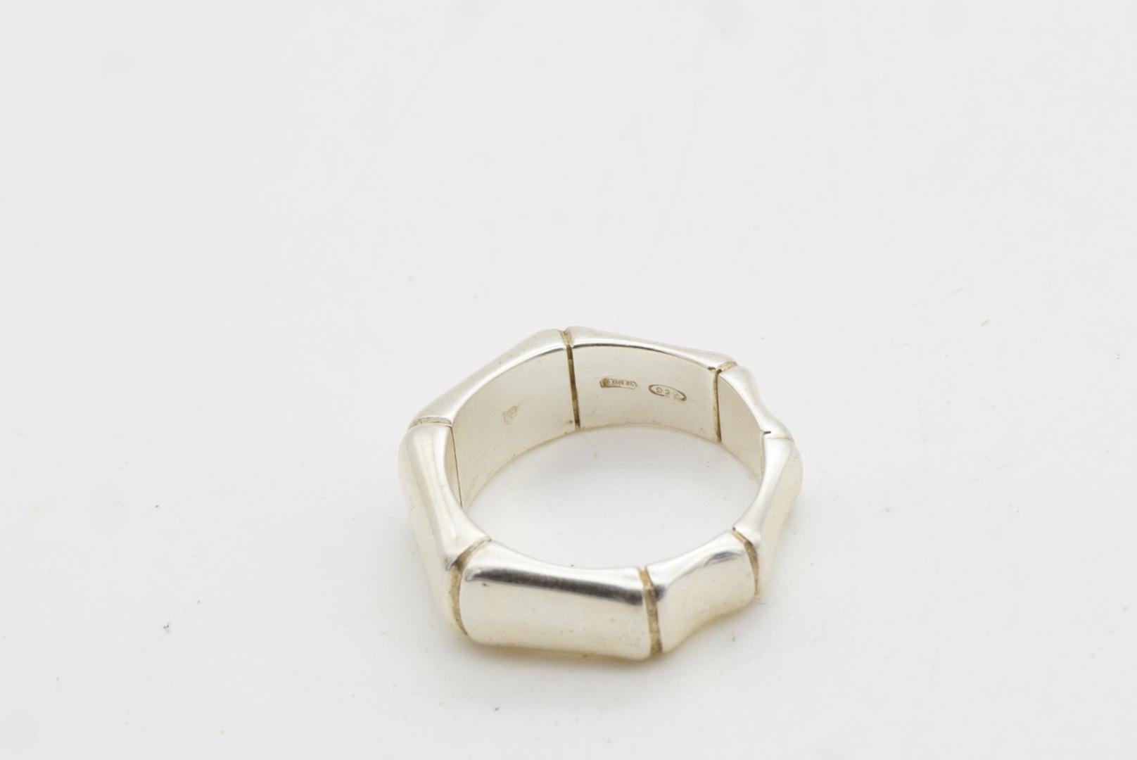 Gucci Vintage Iconic Bamboo Geometric Glow Band Chunky Ring Sterling, Silber 8 im Angebot 12