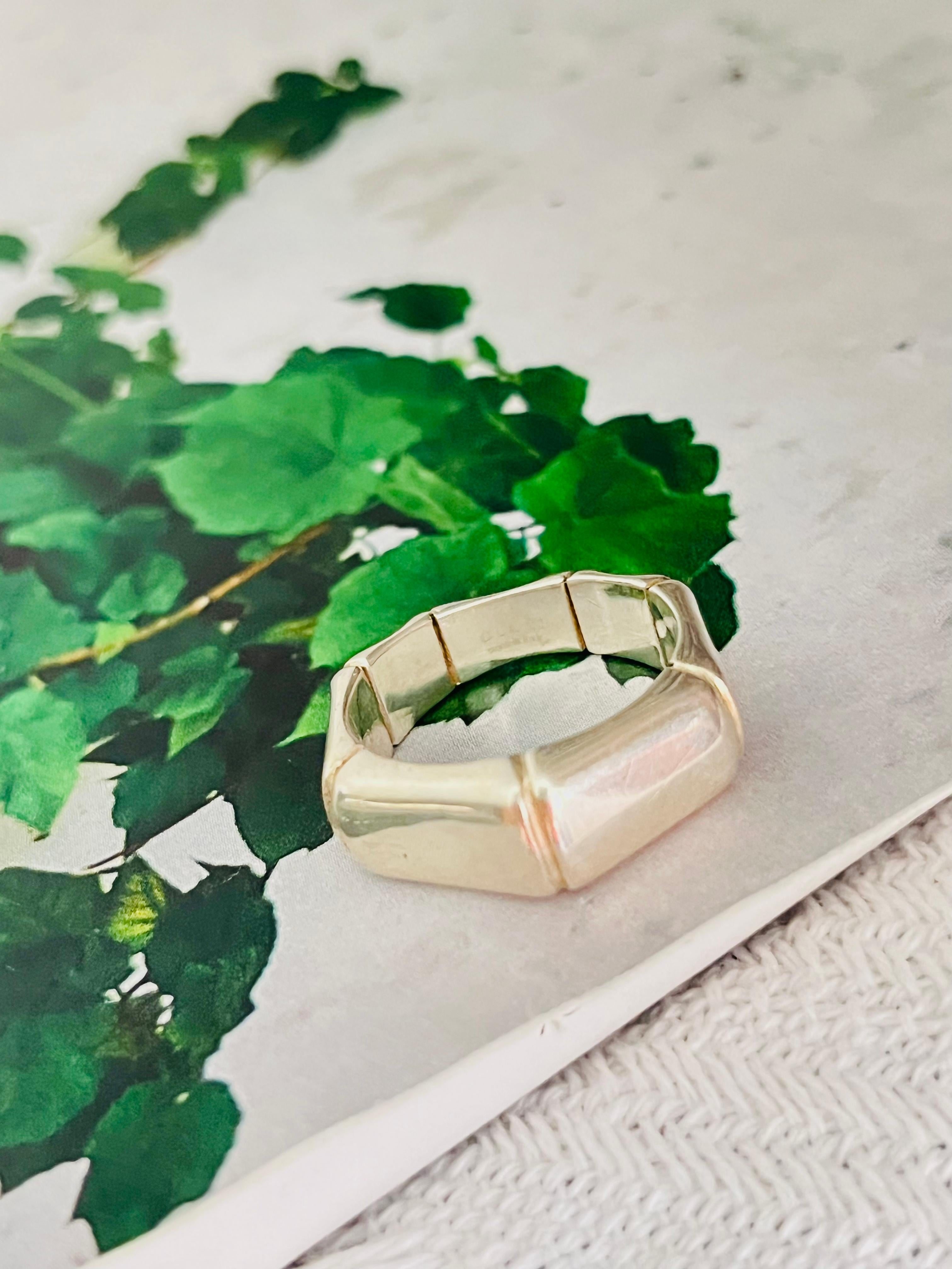 Gucci Vintage Iconic Bamboo Geometric Glow Band Chunky Ring Sterling, Silber 8 (Art déco) im Angebot