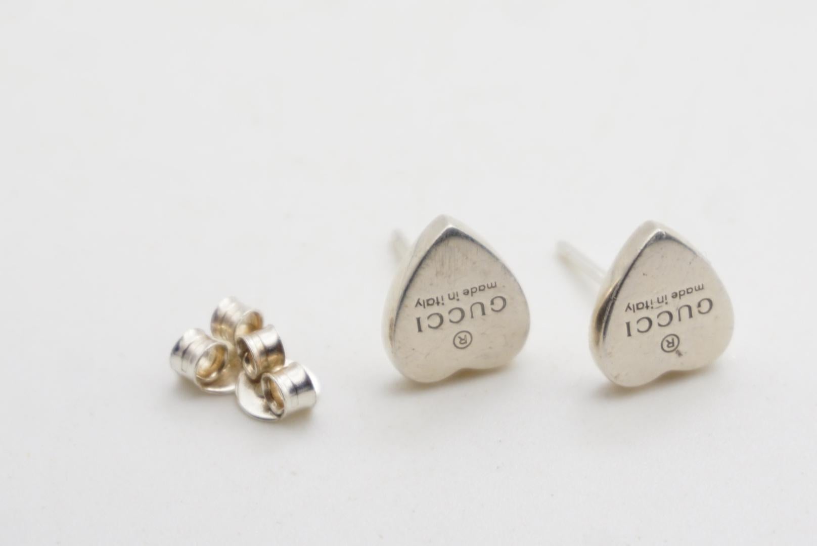 Gucci Vintage Iconic Logo Trademark Herz Liebe durchbohrt Ohrringe Sterling Silber im Angebot 6