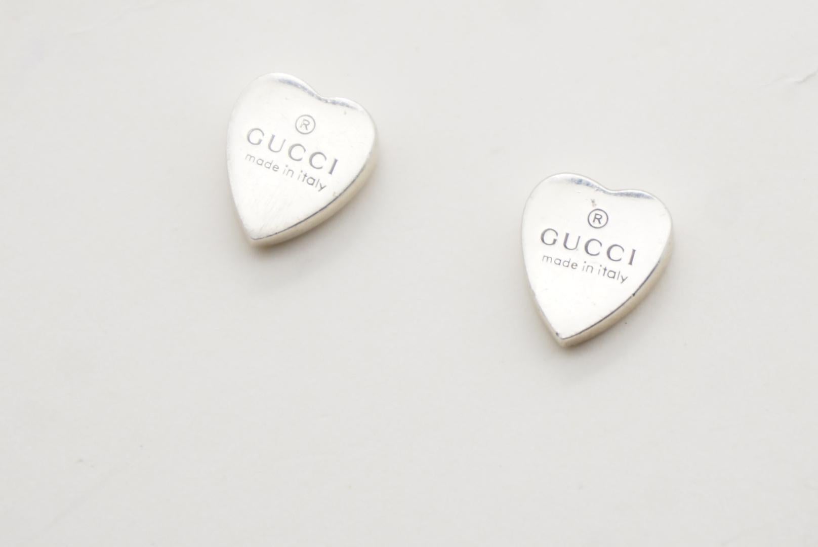 Gucci Vintage Iconic Logo Trademark Herz Liebe durchbohrt Ohrringe Sterling Silber im Angebot 3