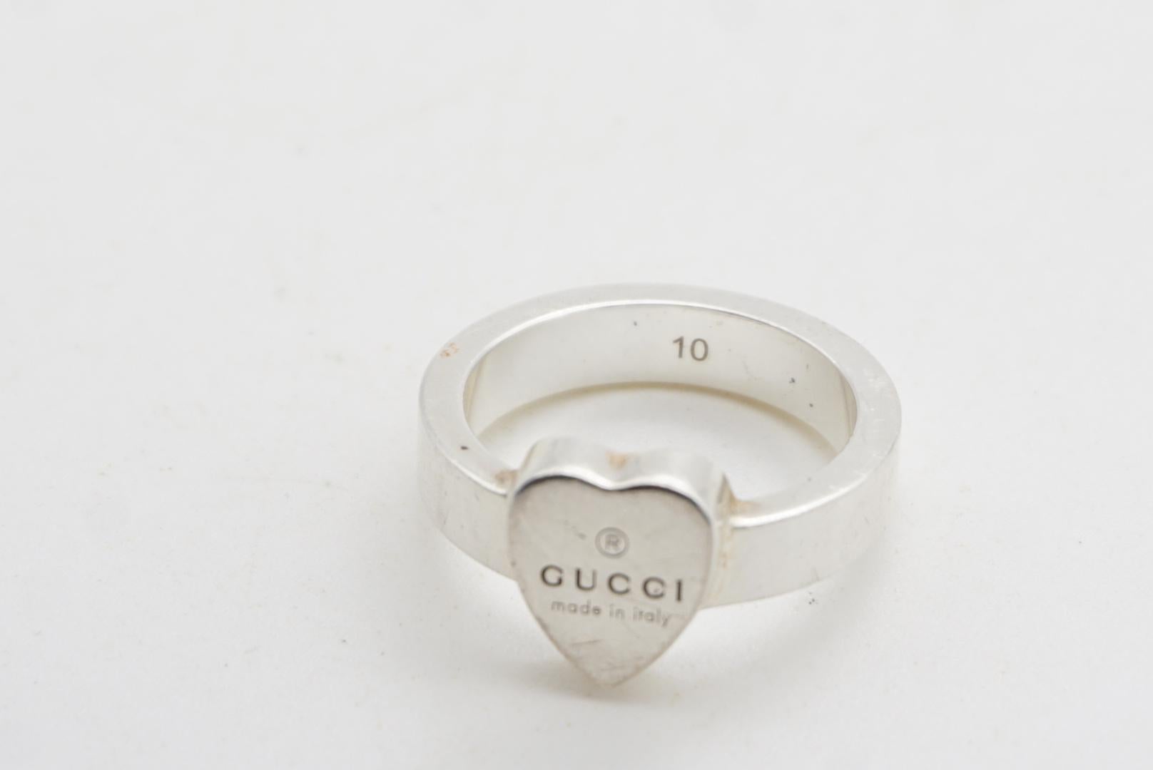 Gucci Vintage Iconic Logo Trademark Heart Lover Anhänger Ring, Sterling Silber 5 im Angebot 8