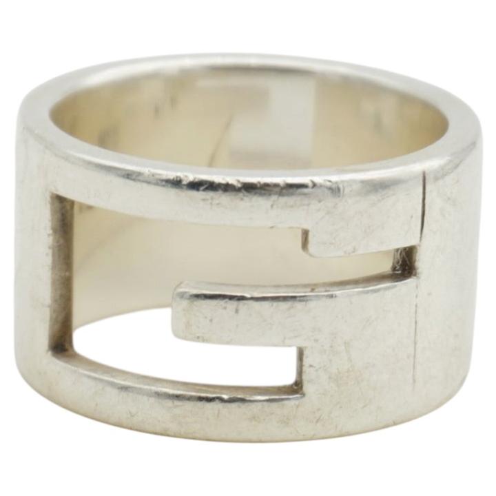Gucci Vintage Iconic Openwork Logo G Chunky Cocktail Statement Modernist Ring For Sale
