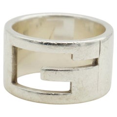 Gucci Vintage Iconic Openwork Logo G Chunky Cocktail Statement Modernist Ring