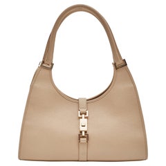 Gucci Used Jackie Bardot Bag Beige Grained Leather