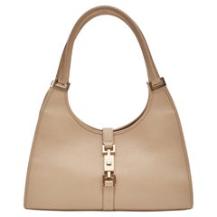 Gucci Retro Jackie Bardot Bag Beige Grained Leather