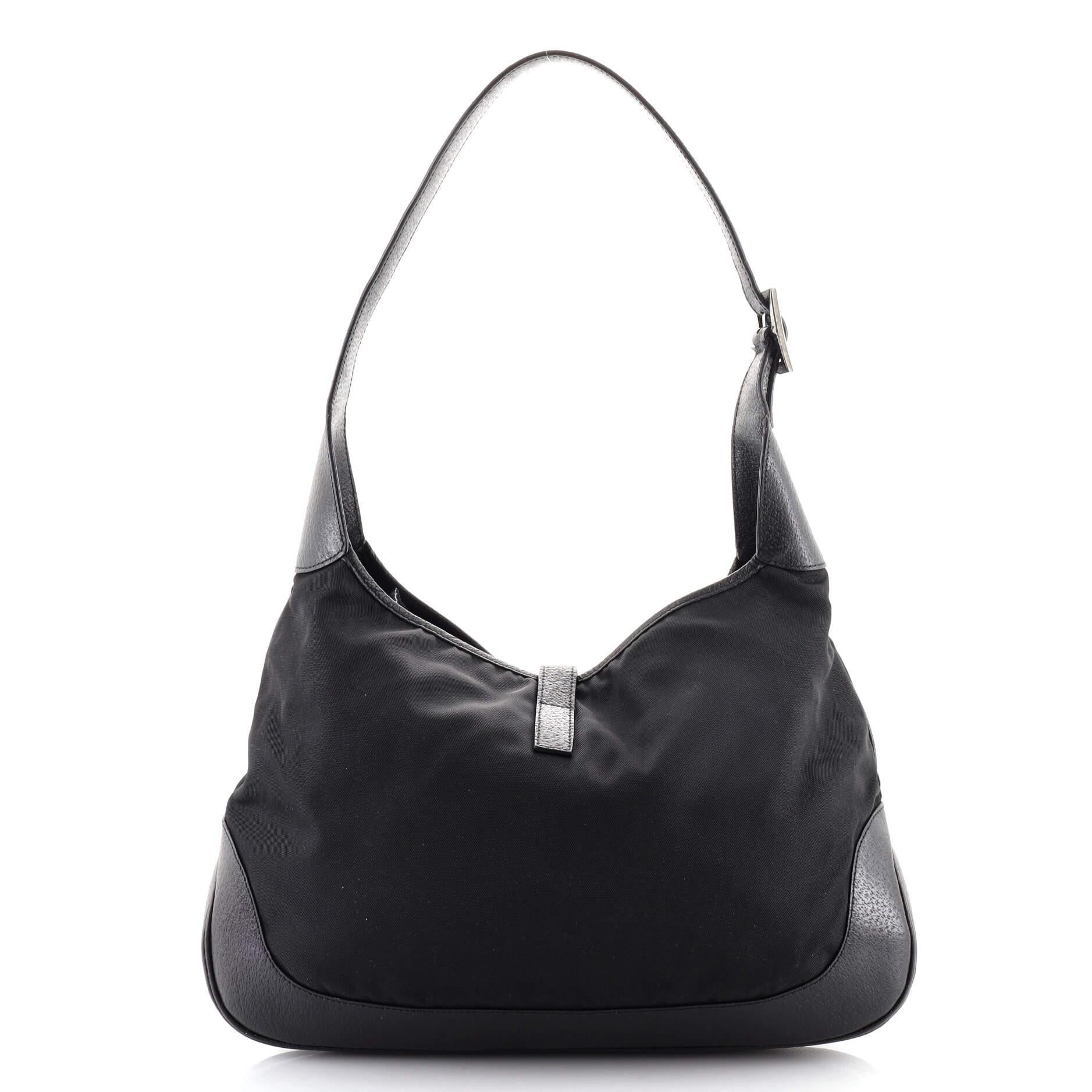 Black Gucci Vintage Jackie Hobo Nylon and Leather Medium