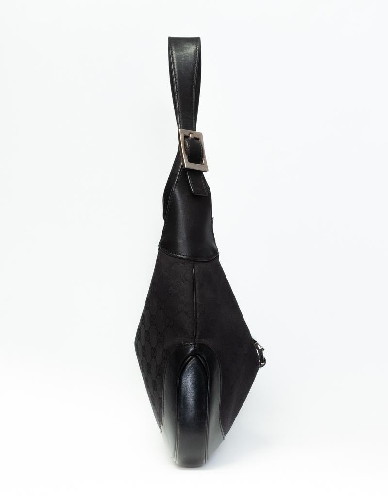 Gucci Vintage Jackie Monogramm Canvas schwarz Hobo Bag im Zustand „Gut“ in Montreal, Quebec