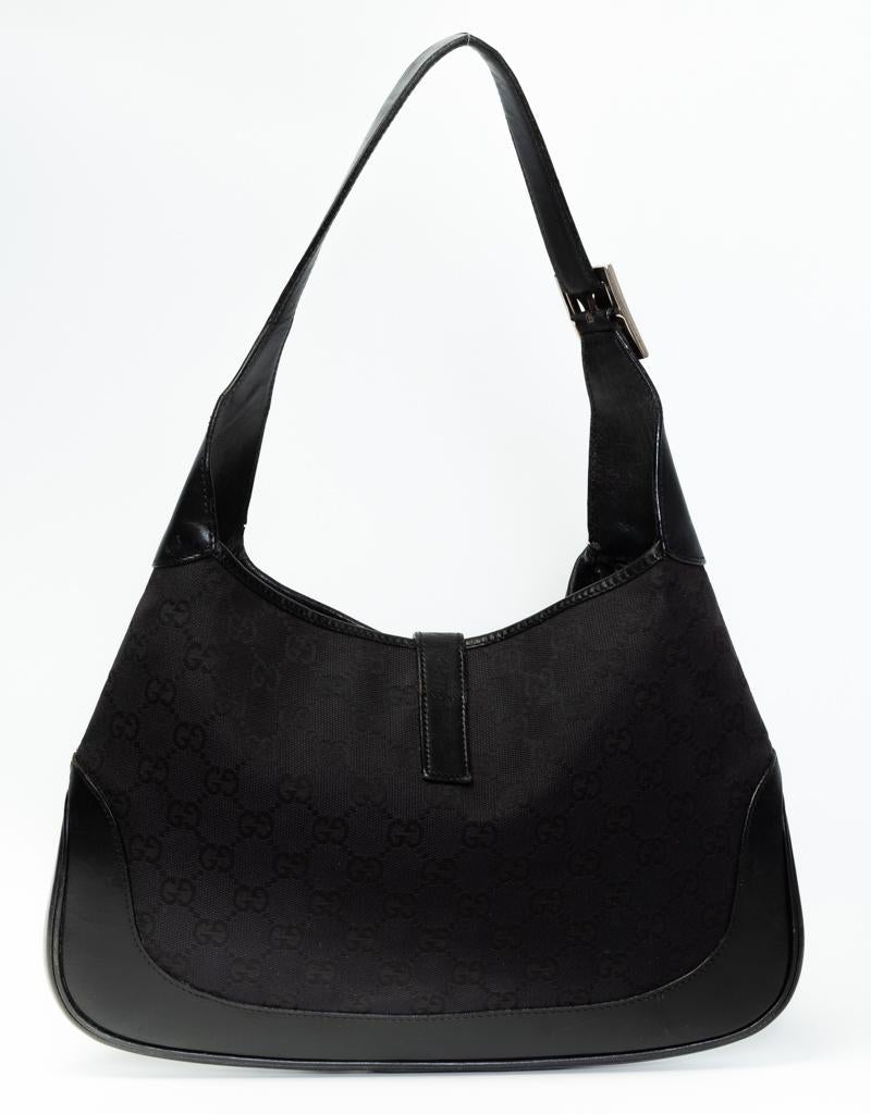 Gucci Vintage Jackie Monogram Canvas Black Hobo Bag 3