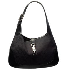 Gucci Vintage Jackie Monogramm Canvas schwarz Hobo Bag