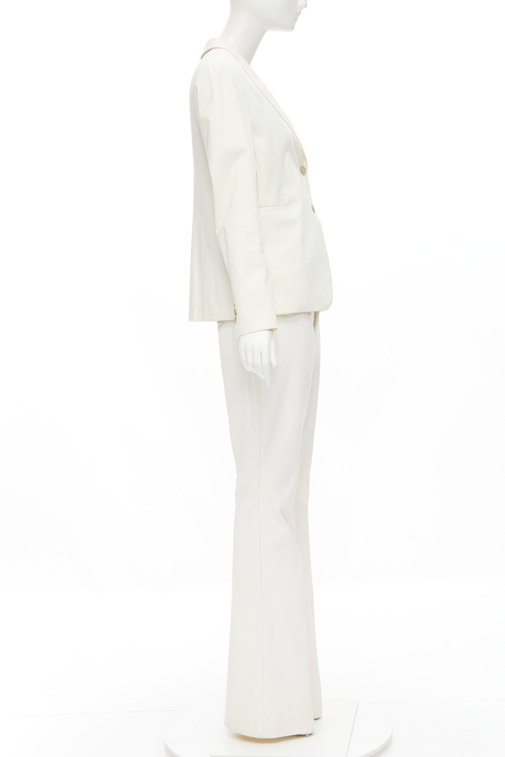Gray GUCCI Vintage Kris Knight floral silk lined white cotton blazer pants IT46 XL
