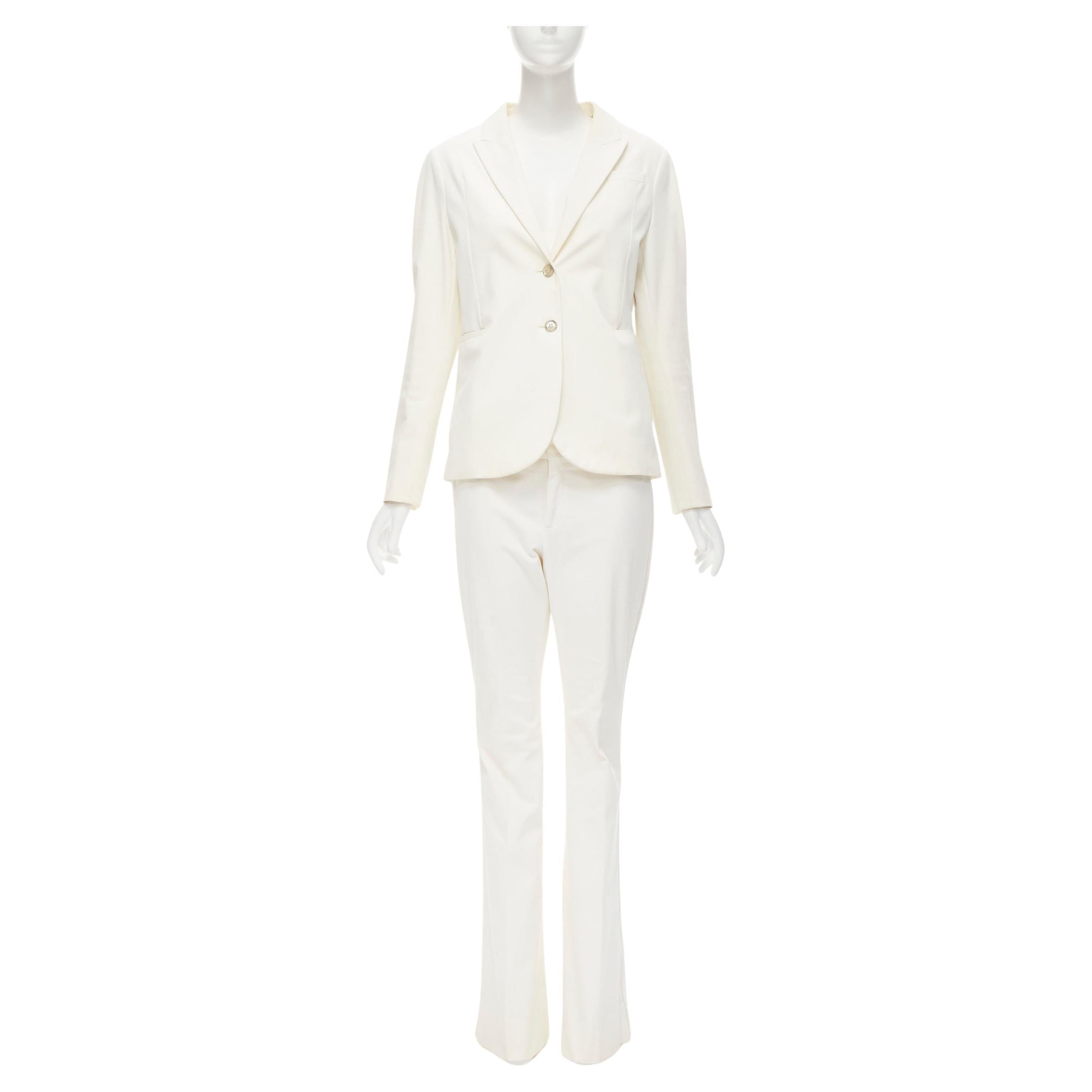 GUCCI Vintage Kris Knight floral silk lined white cotton blazer pants IT46 XL