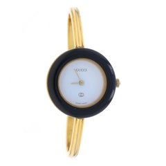 Gucci Vintage Ladies Change Bezel Wristwatch 1100-L Gold Plated Quartz 1 Yr Wnty