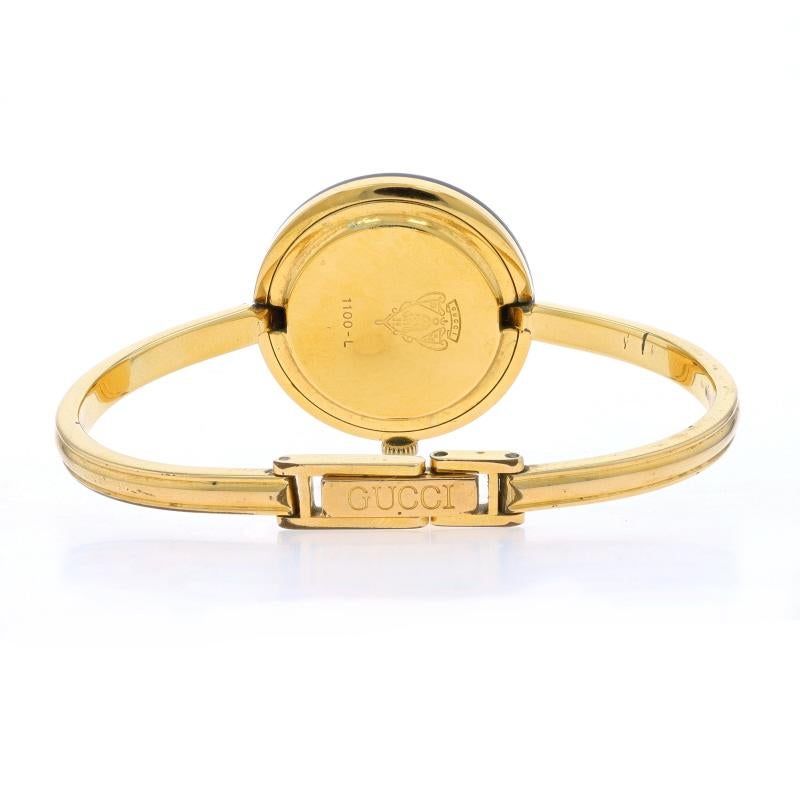 Gucci Vintage Ladies Change Bezel Wristwatch 1100-L Gold Plated Quartz 1 Yr Wnty 1