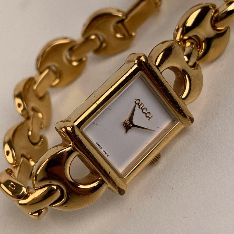 Vintage Ladies Gold Plated Quartz Wrist Watch Mod 1800L For Sale at 1stDibs | gucci 1800l watch, vintage gucci watch 1990s, gucci 1800l