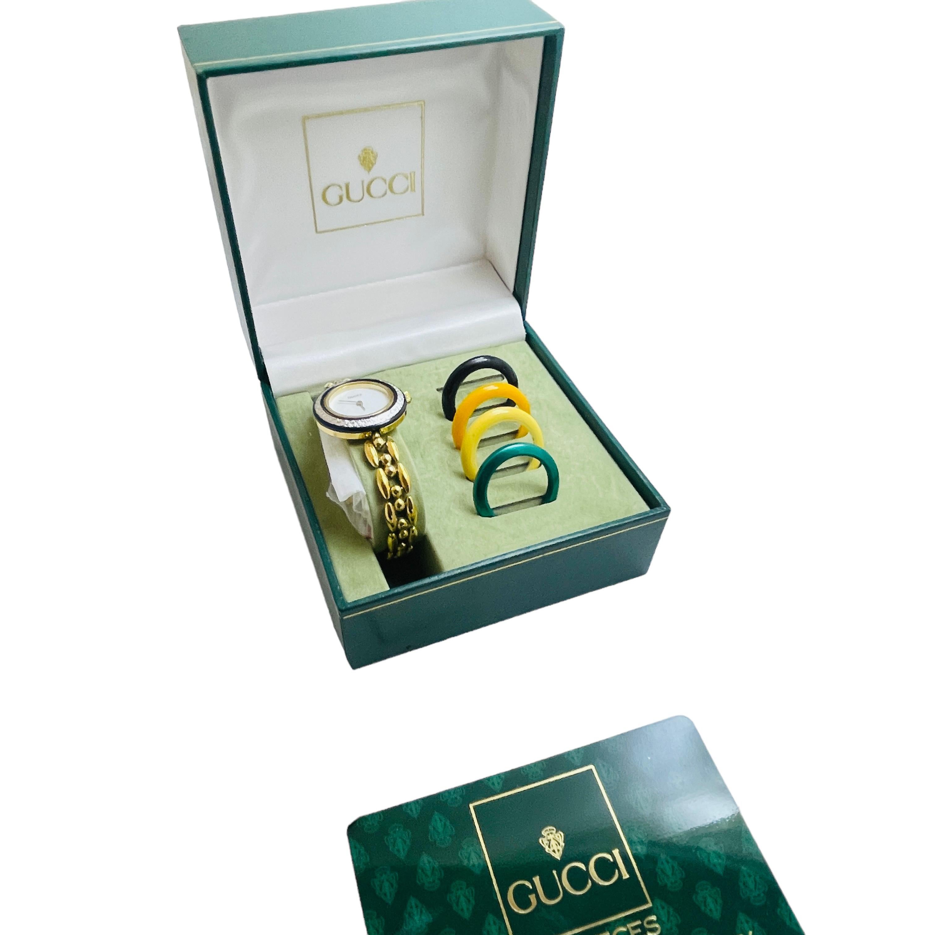 GUCCI vintage ladies interchangeable bezel designer watch box with papers 1
