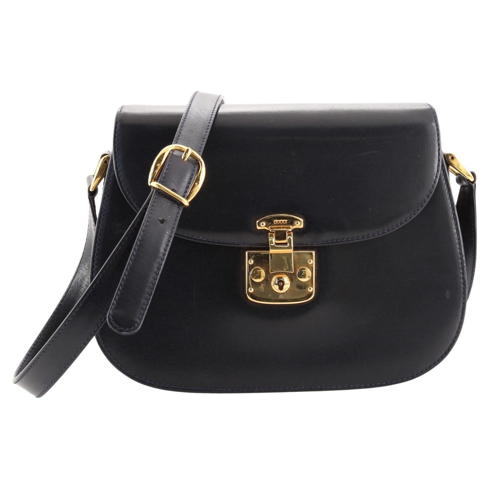 Gucci Vintage Lady Lock Flap Crossbody Bag Leather Small