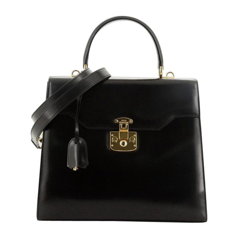 Gucci Vintage Lady Lock Top Handle Bag Leather Medium at 1stDibs
