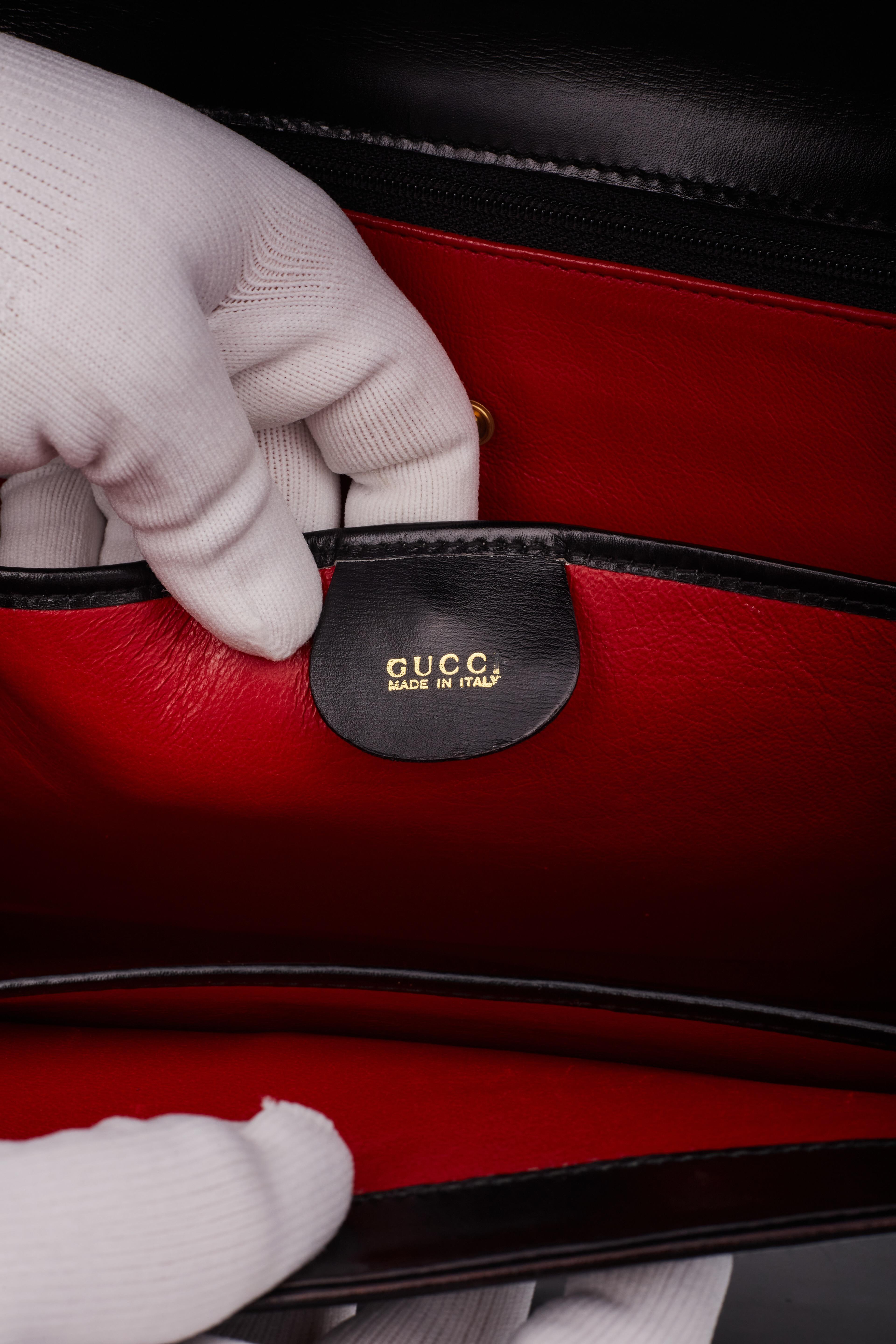 Gucci Vintage Leather Black Lady Top Handle Bag 8