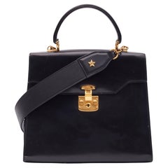 Gucci Vintage Leather Black Lady Top Handle Bag