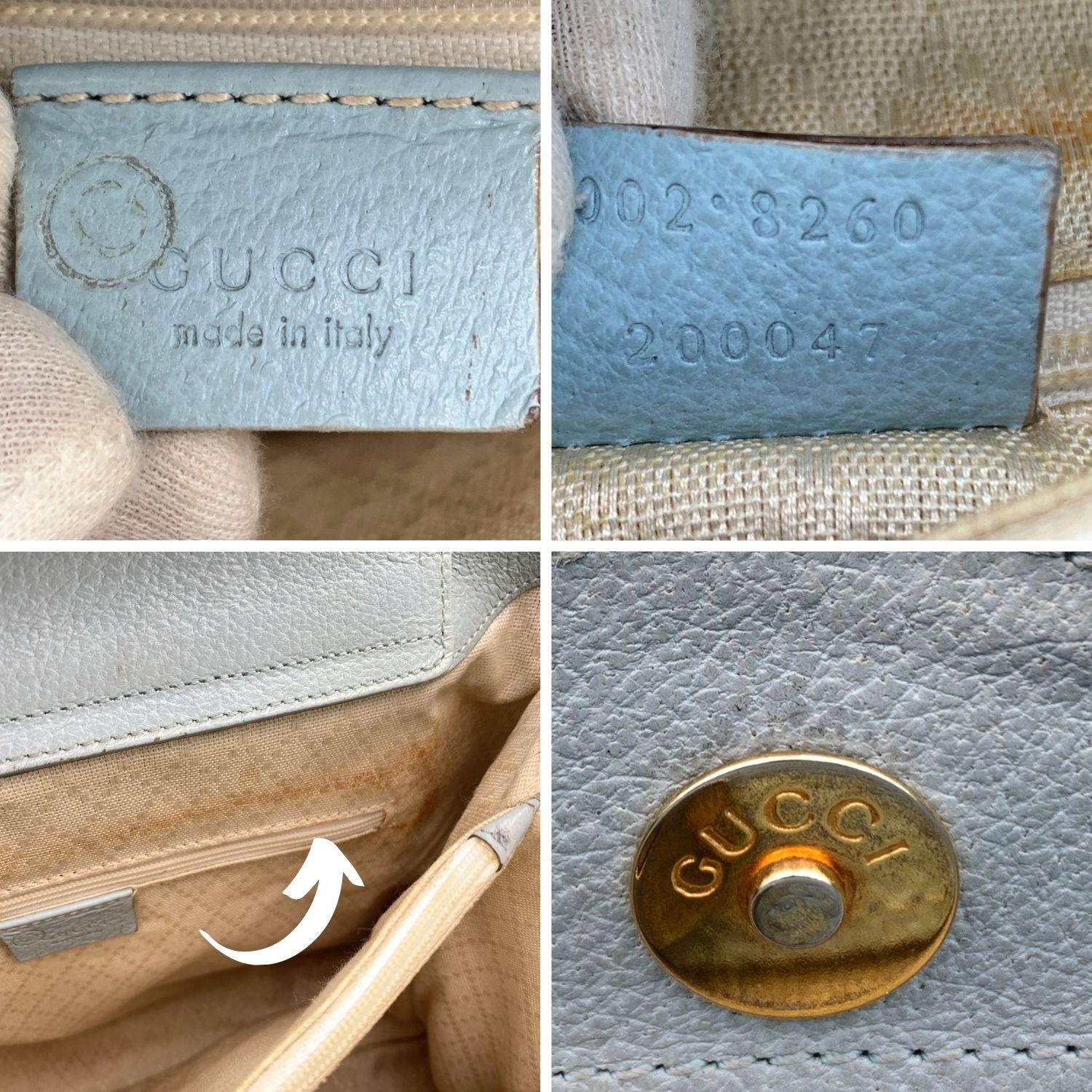 Women's Gucci Vintage Light Blue Leather Princess Diana Bamboo Tote Bag