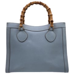 GUCCI Backpack. Gucci Bamboo Vintage Pale Blue Light Grey