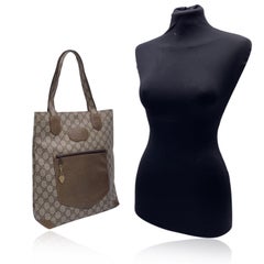 Gucci Vintage Light Brown GG Monogram Canvas Shopping Bag Tote