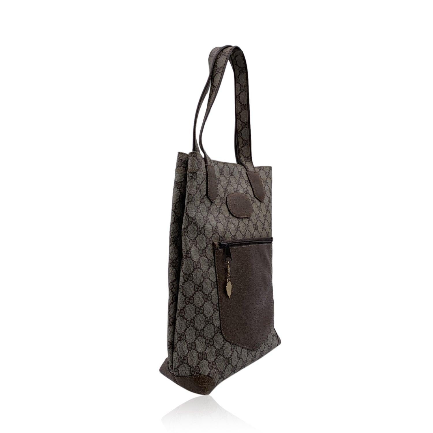 Gucci Vintage Light Brown GG Monogram Canvas Shopping Bag Tote For Sale 1