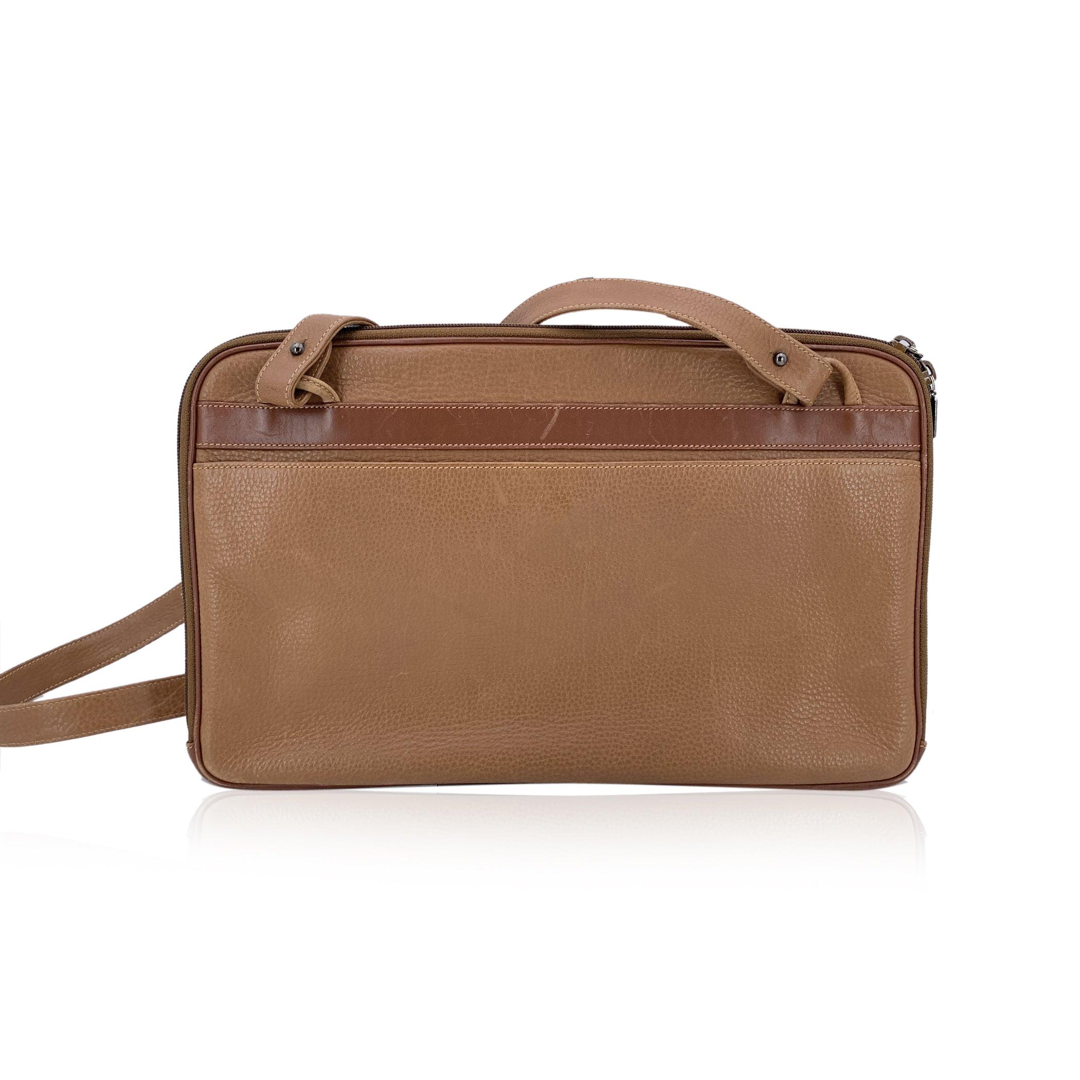Marron Gucci Vintage Light Brown Convertible Leather Bag Shoulder Bag en vente