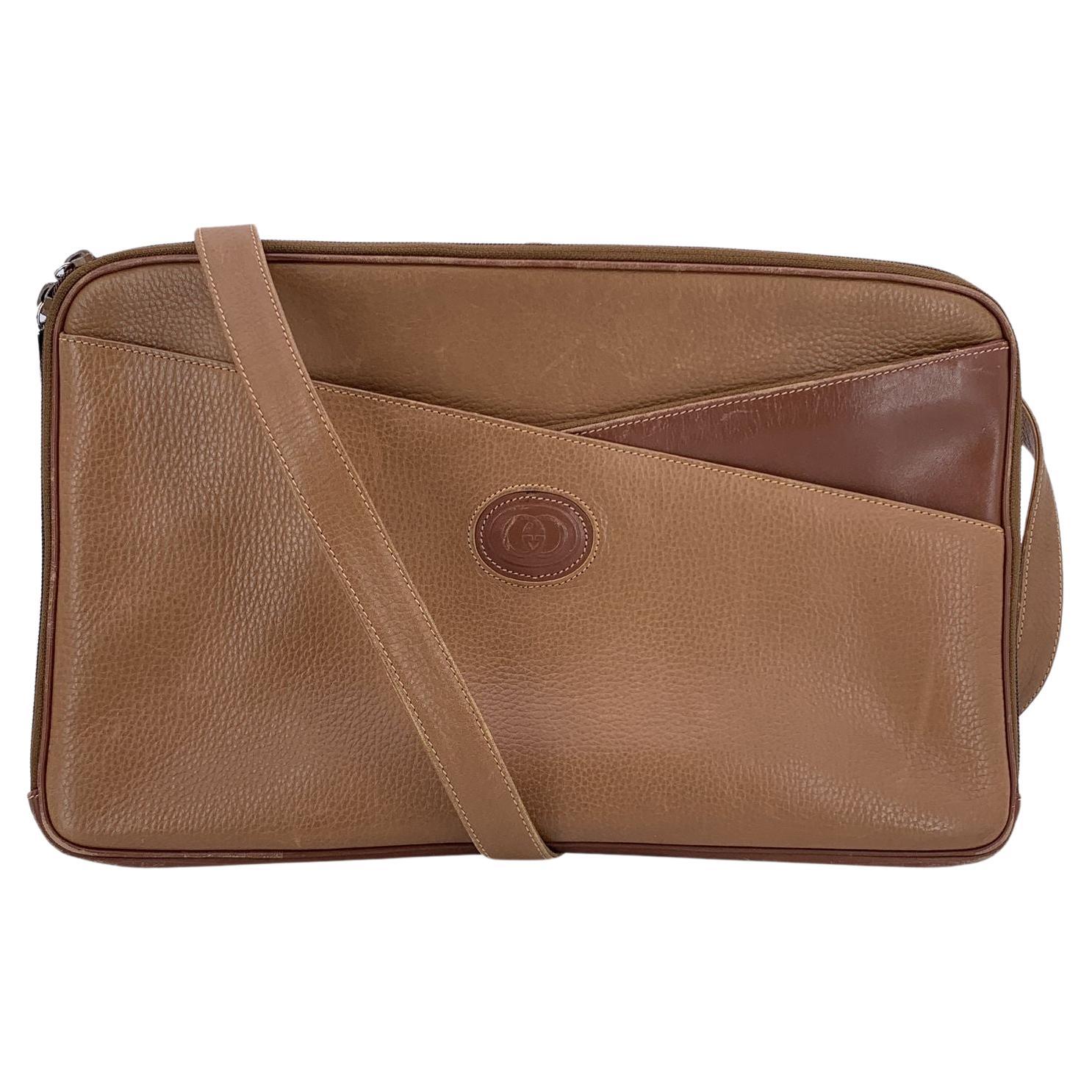 Gucci Vintage Light Brown Convertible Leather Bag Shoulder Bag