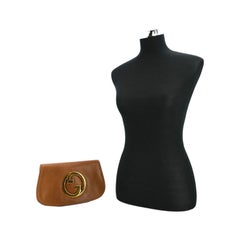Gucci Vintage Light Brown Leather GG Blondie Clutch Bag Flap Handbag