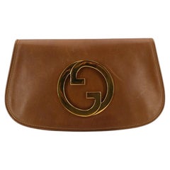 Gucci Vintage Light Brown Leather GG Blondie Clutch Bag Flap Handbag