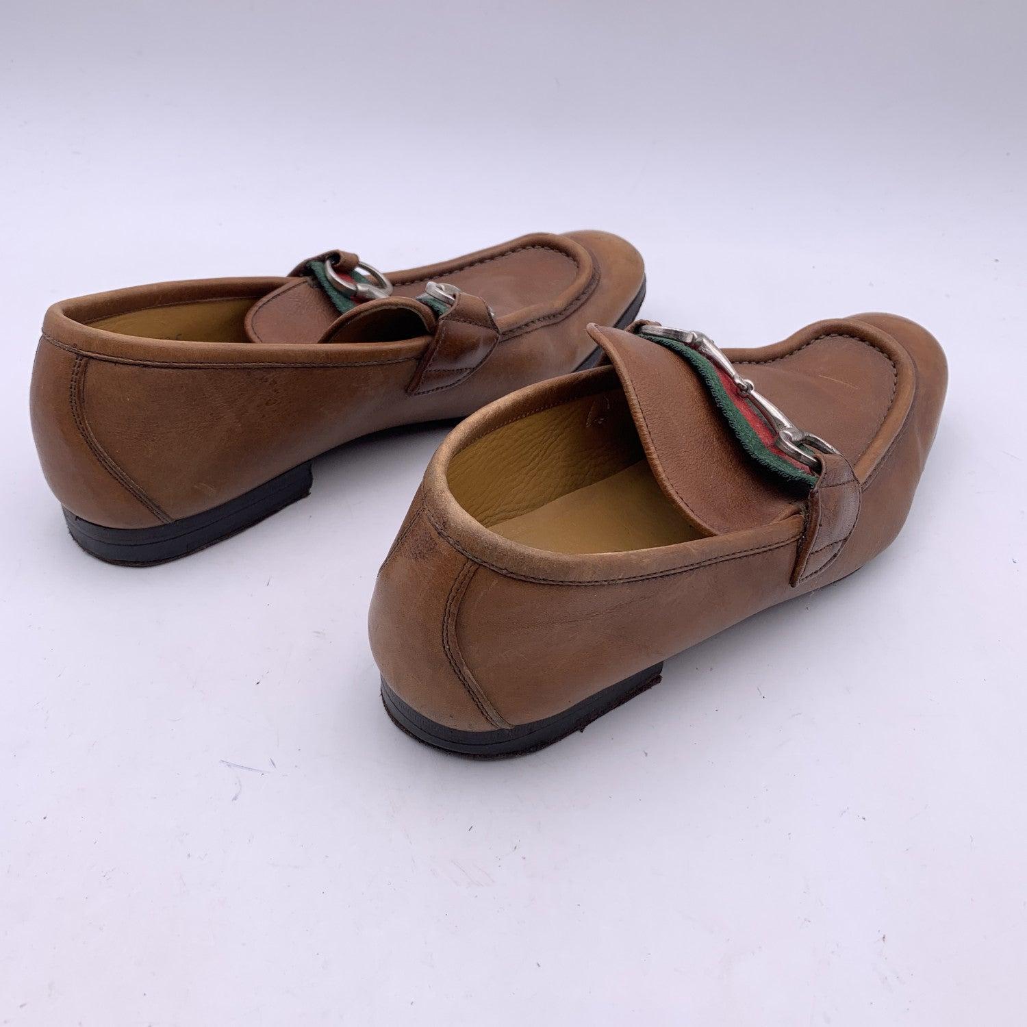 Gucci Vintage Light Brown Leather Loafers Shoes Horsebit Size 40 In Fair Condition In Rome, Rome