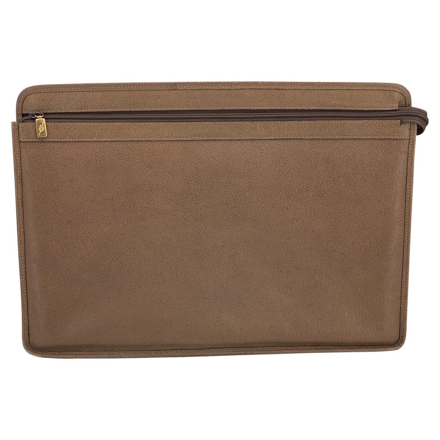 Gucci Vintage Light Brown Leather Portfolio Document Holder For Sale