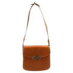 Gucci Vintage Light Brown Tan Leather G Closure Boxed Shoulder Bag