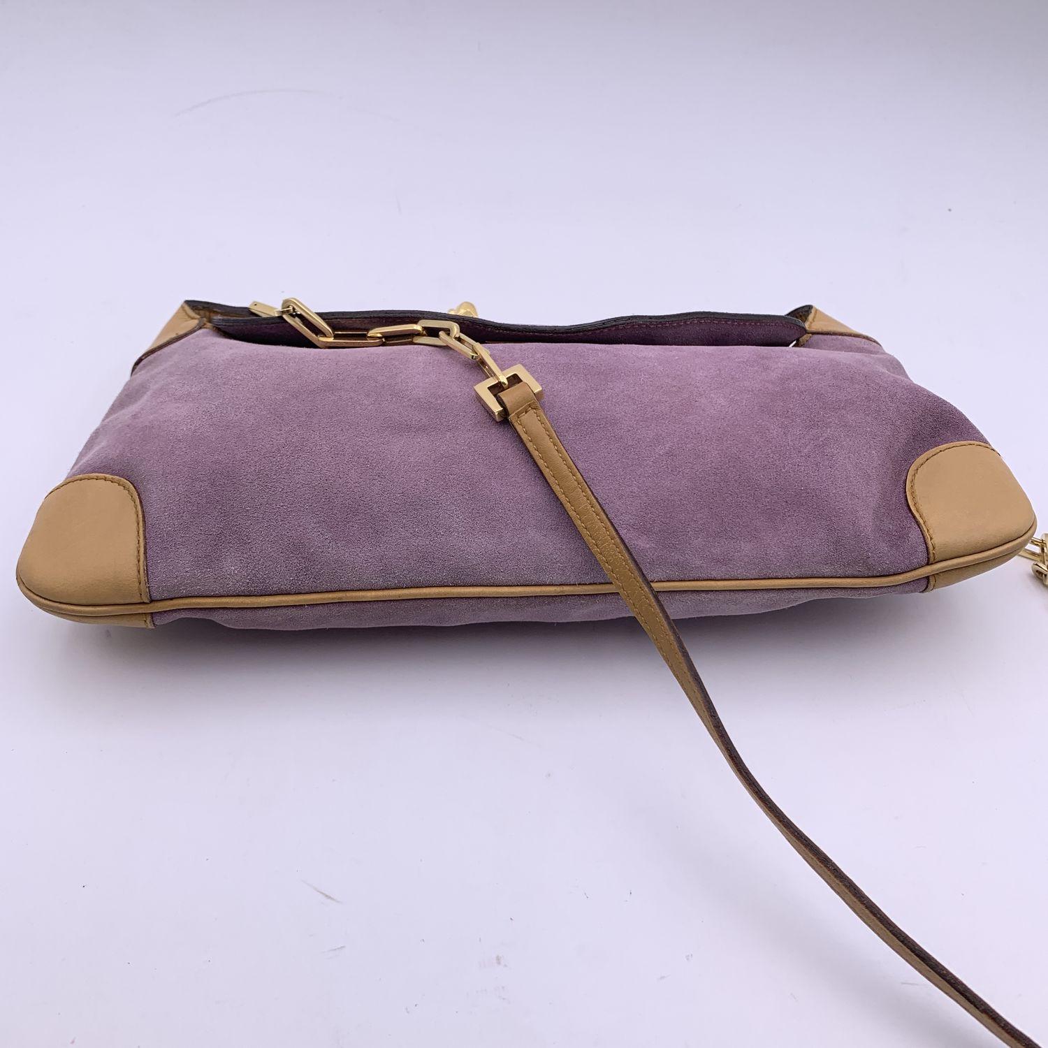 Women's Gucci Vintage Lilac Suede Tom Ford Tiger Head Flap Shoulder Bag