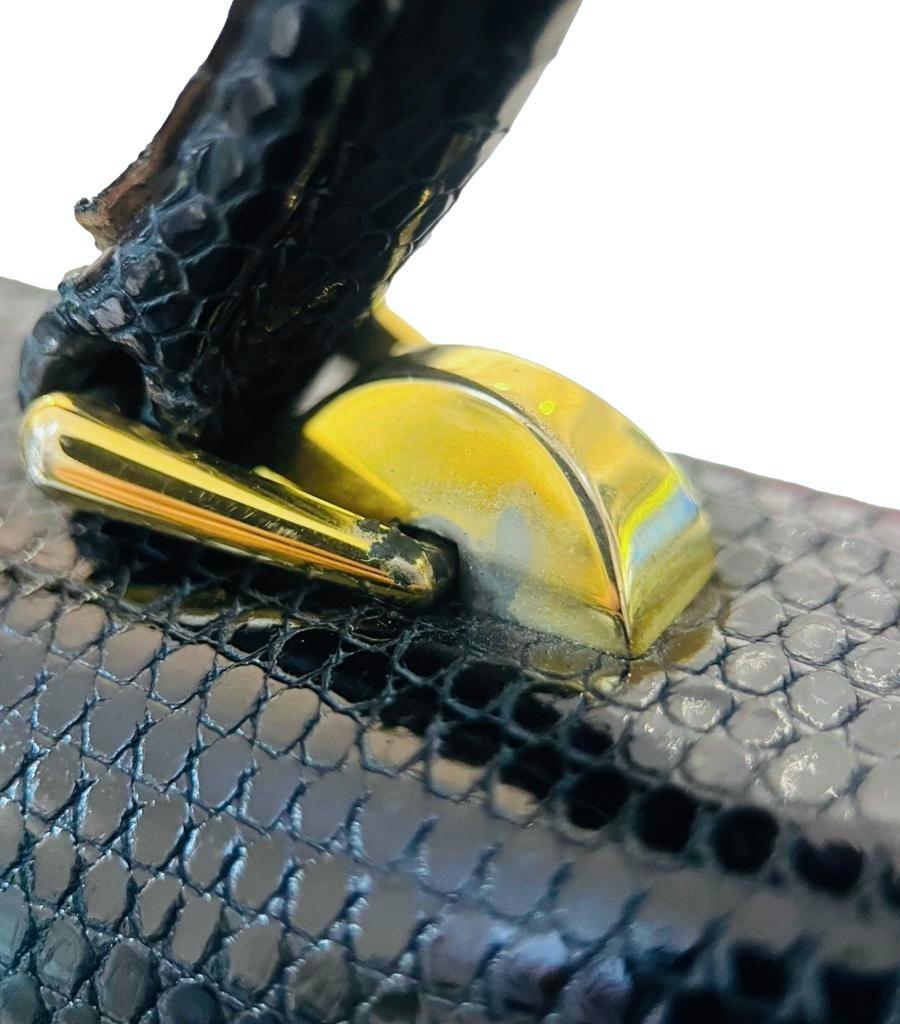Gucci Vintage Lizard Bag With Lapis Lazuli Closure 5
