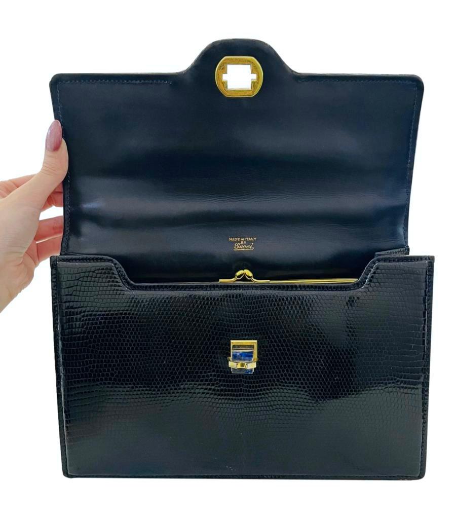 Women's Gucci Vintage Lizard Bag With Lapis Lazuli Closure