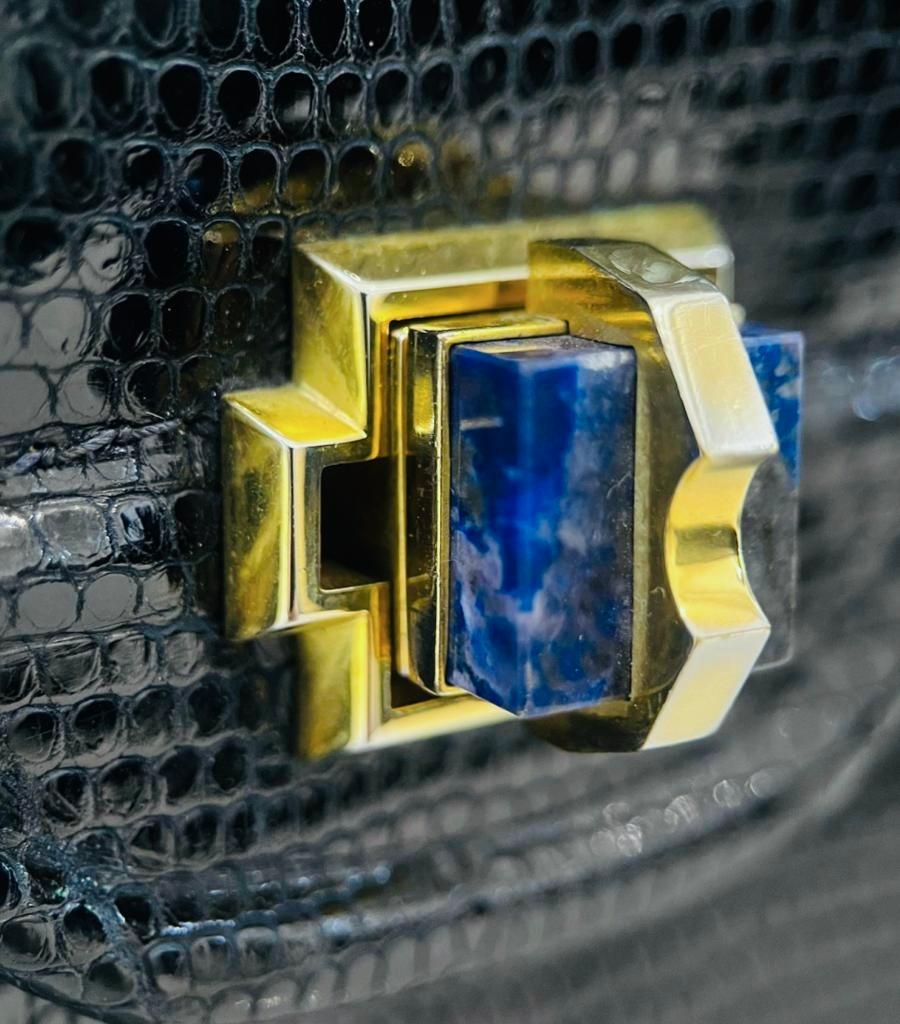 Gucci Vintage Lizard Bag With Lapis Lazuli Closure 3