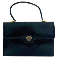 Gucci Vintage Lizard Bag With Lapis Lazuli Closure