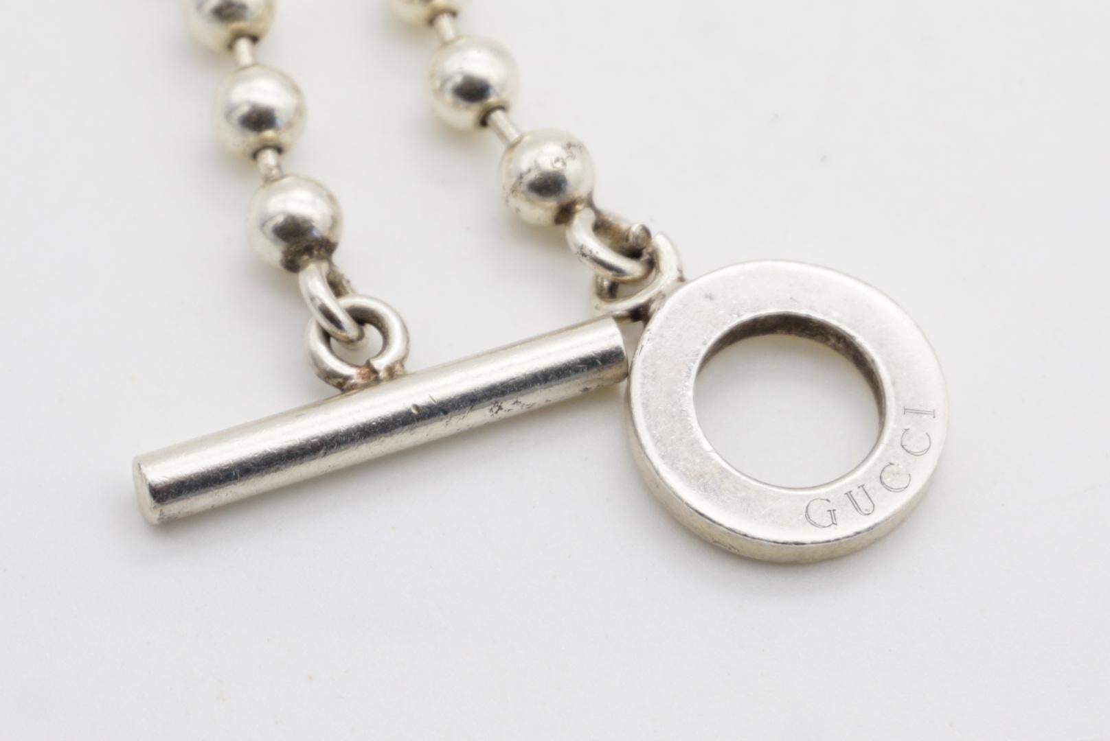 Gucci Vintage Logo Boule Circle Ball Dots Bracciale a Catena in Argento Sterling Taglia 24 in vendita 6