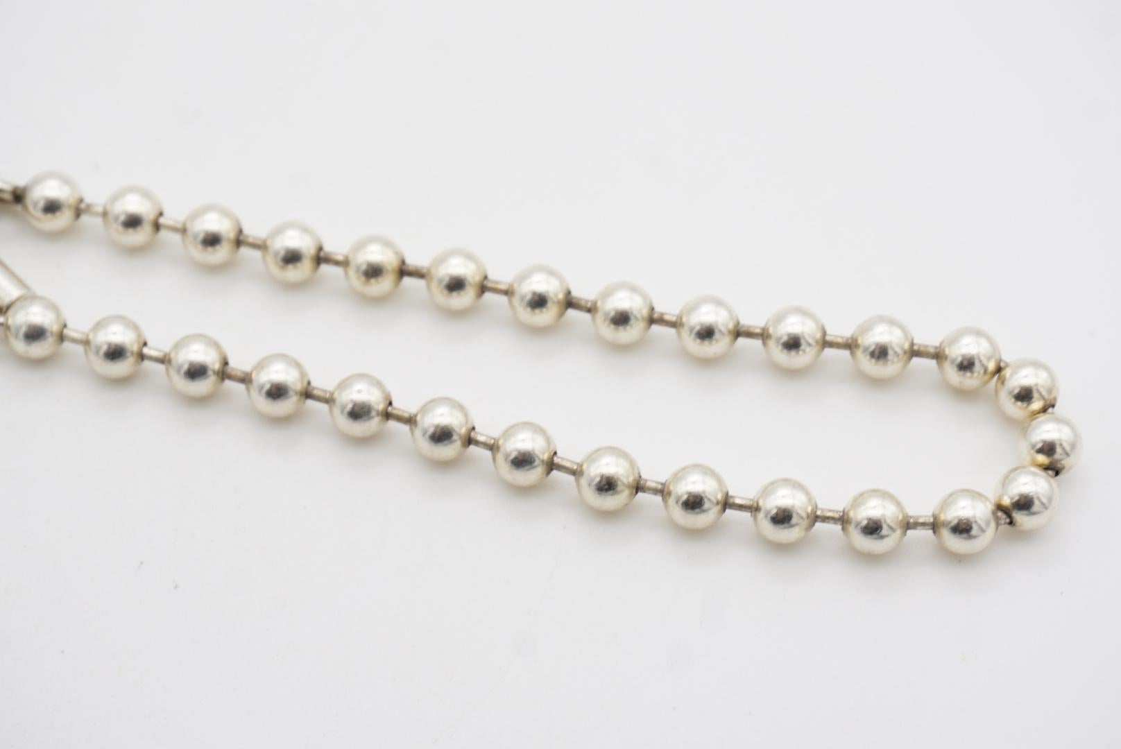 Gucci Vintage Logo Boule Circle Ball Dots Bracciale a Catena in Argento Sterling Taglia 24 in vendita 7