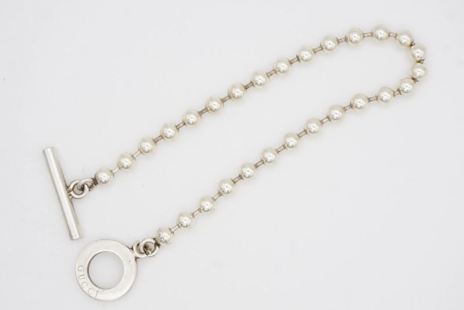 Gucci Vintage Logo Boule Circle Ball Dots Kette Armband aus Sterlingsilber Größe 24 im Angebot 8